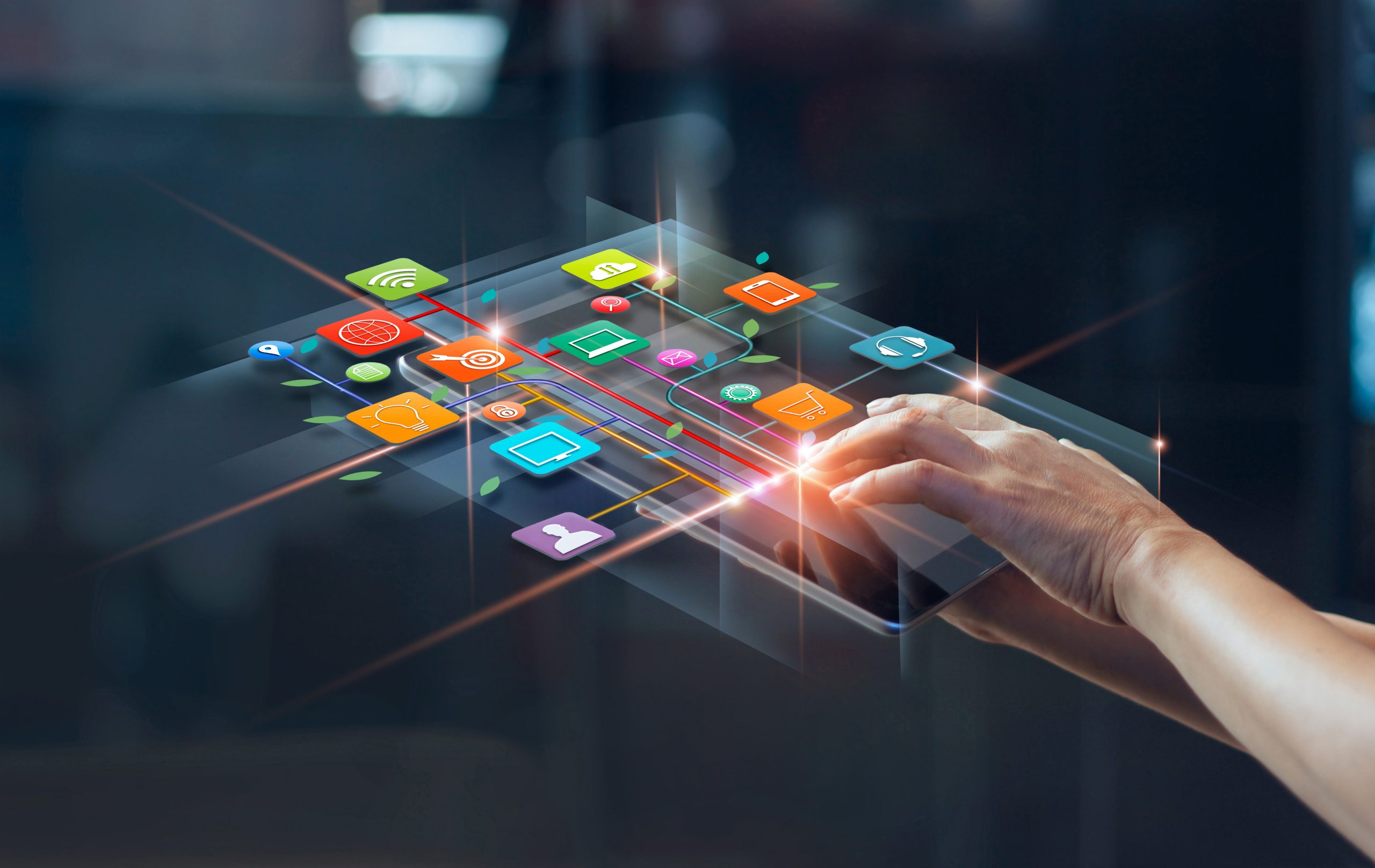 Hands using mobile payments, Digital marketing. Banking network.